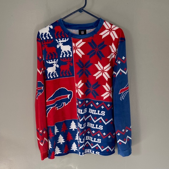 NFL Buffalo Bills Festive Red and Blue Crewneck - Picture 1 of 3
